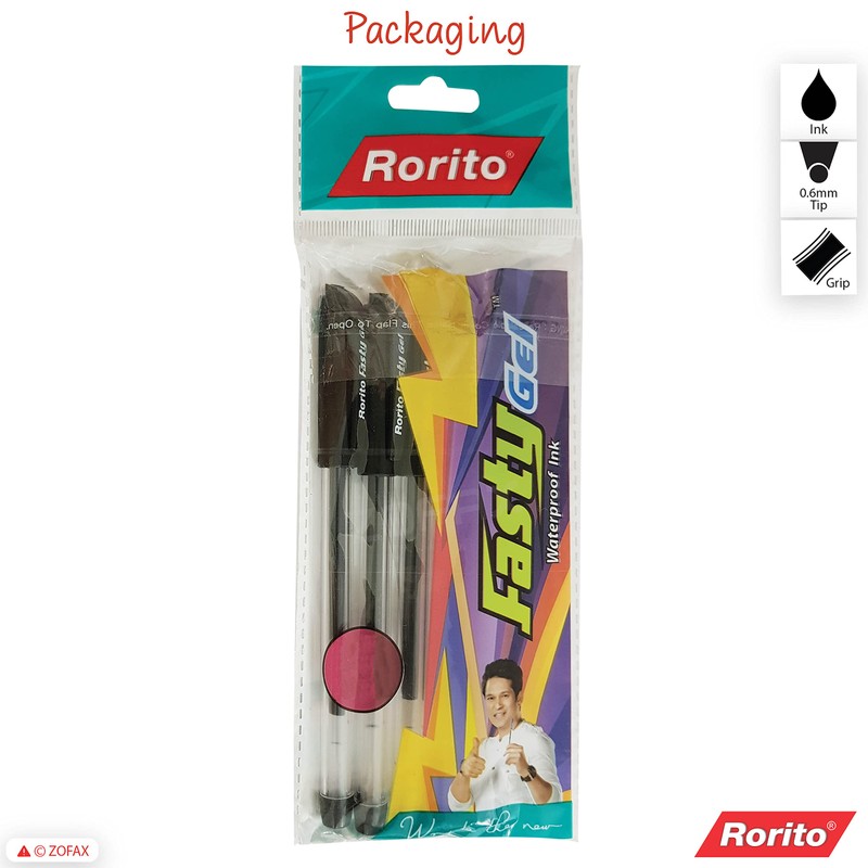 rorito 5 x 0.6mm Tip Fasty BLACK Fine Smooth Writing