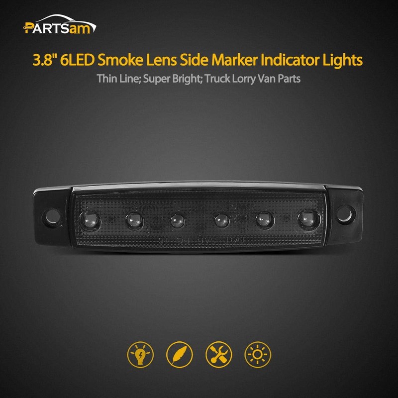 Partsam 20Pcs 3.8" Thin line Amber/Red LED Marker Clearance Lights