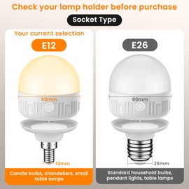 2Packs E12 Rechargeable Light Bulbs with Remote Control, 5W 350lm Magnetically Battery Operated Light Bulbs with 3 Color Temperature, Timer, Dimmer for Non-Hardwired Candle chandeliers Candelabra lamp