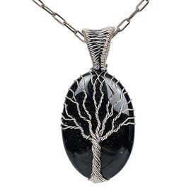 Copperie Tree Of Life Lab Created Gemstone Pendant Necklace (Black Onyx)