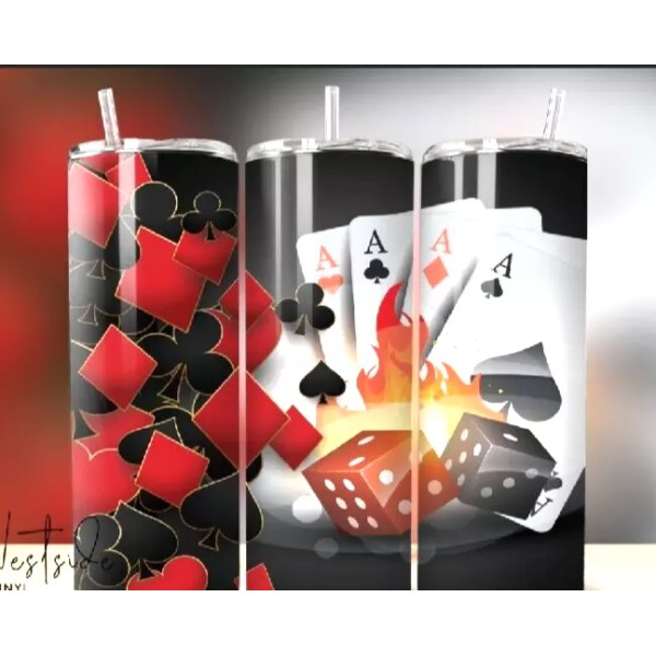 Handmade Cards And Dice Multicolor 20oz Insulated Tumblers With Box