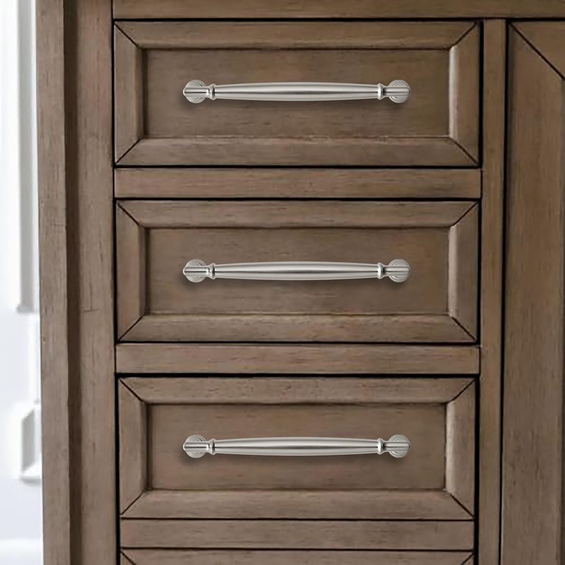 khtumeware 10 Pack 3-3/4 Inch(96mm) Brushed Satin Nickel Cabinet Pulls