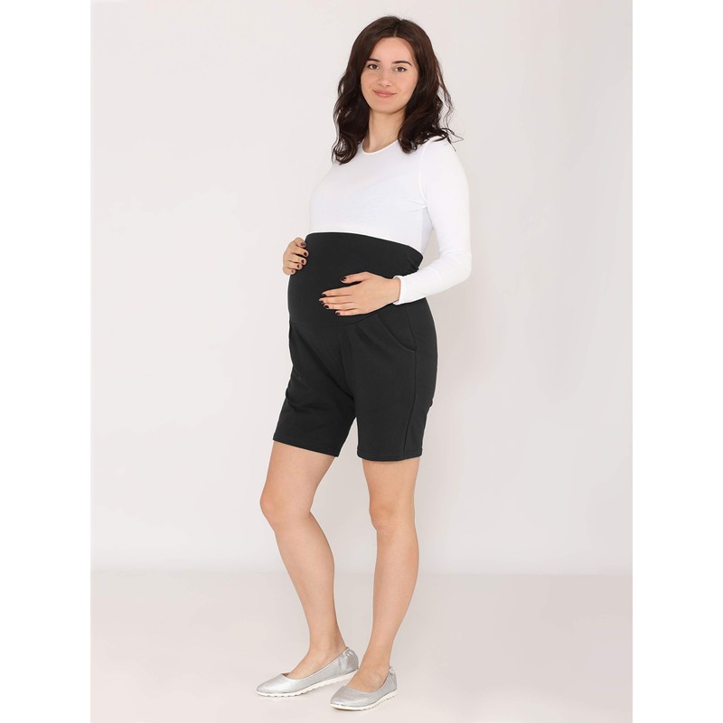 Be Mammy BE20-234 Women's Maternity Shorts, black