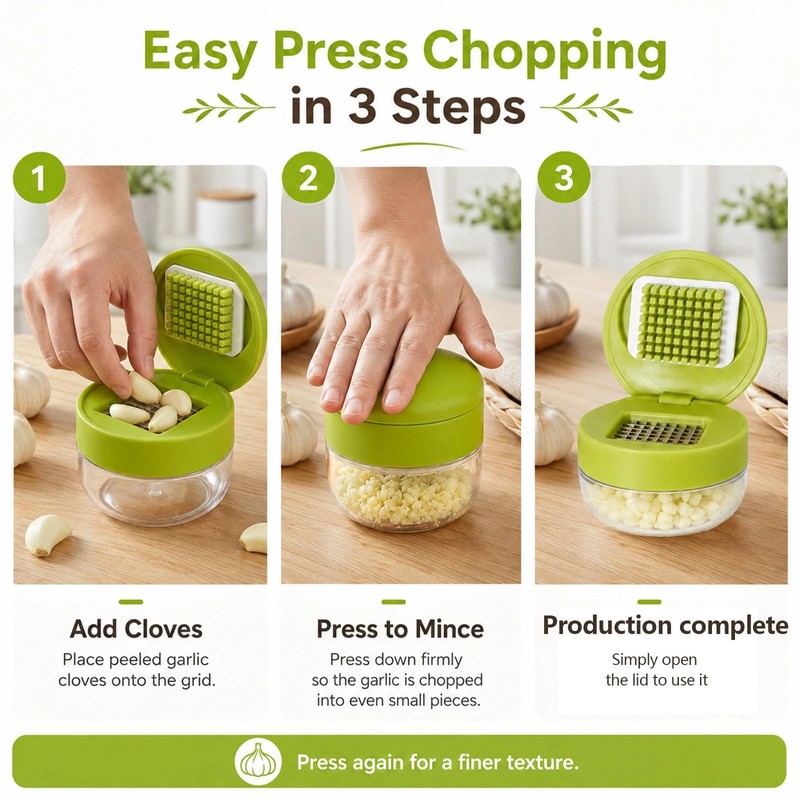 6 Pcs Garlic Press Set, Garlic Chopper and Grater Slicer