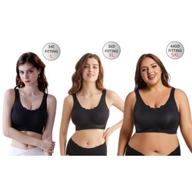 Athaelay Wire Free Bra Soft Silicone Support No Underwire Bralettes Full Coverage Wireless Seamless Beautiful Scalloped M-5XL Black