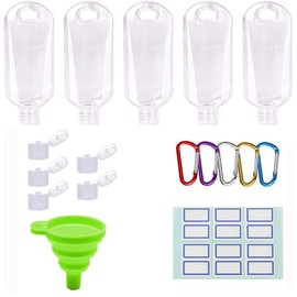 Botellas de viaje portátiles a prueba de fugas recargables de plástico vacías embudo Cabezal rociador desinfectantes de manos con llavero con tapa de cierre para al aire última intervensión escuela