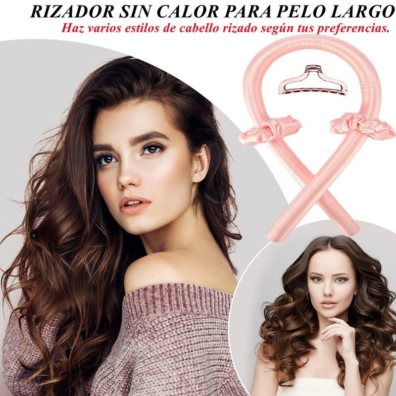 Rizador Pelo Sin Calor, Rulos Flexibles para Rizar Pelo Ondas,