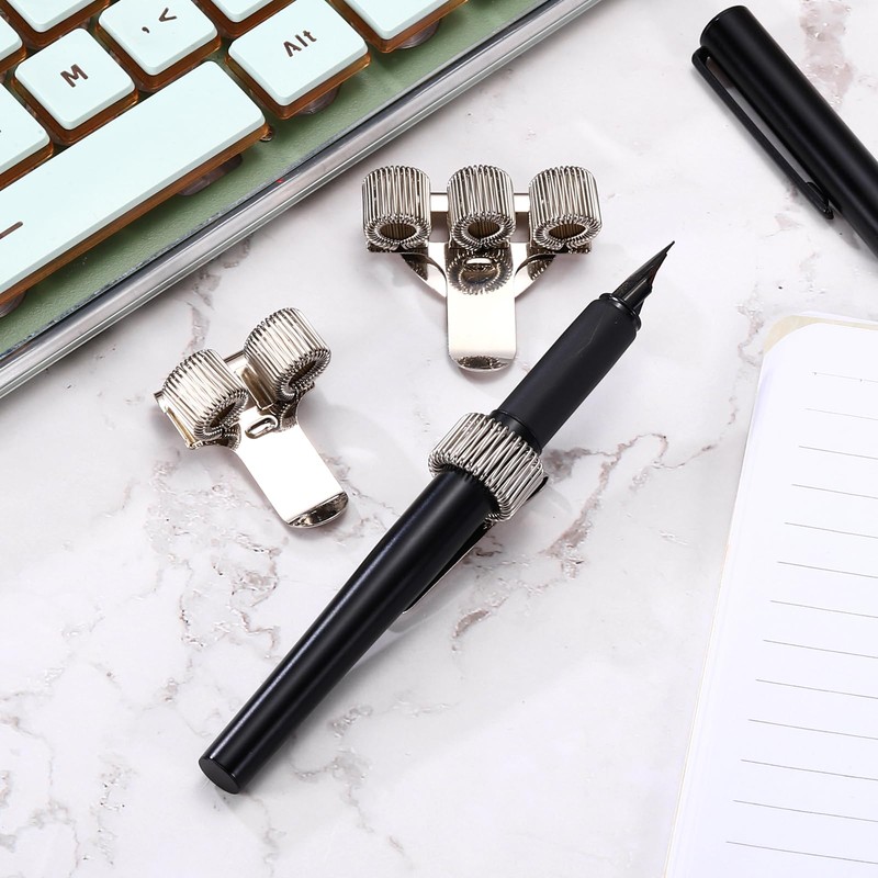 PATIKIL 5Pcs Pen Holder Clips, Metal Pen Clip Holder Adjustable