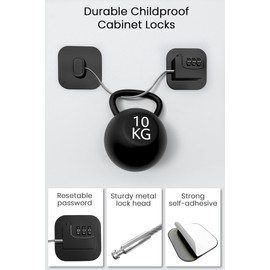 2 Pack Refrigerator Lock, Upgraded Child Safety Fridge Lock for Refrigerator, Cabinets and Drawers, Easy Install No Keys Needed