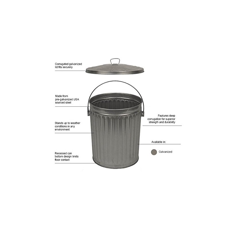 Witt Industries 10GPCL Galvanized Steel 10-Gallon Light Duty Waste Pail