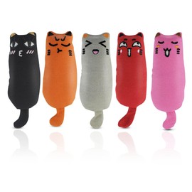 Soft Indoor Cat Toys Self Play Interactive Pillows Catnip Filled 5PCS Plush Kitten Teething Set Cute Kitty Chew Bite Resistant Cartoon Mouse Pet Supplies Gifts