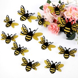 QFGasre 24 Pcs 3D Bee Stickers, 2 Sizes Honey Bee Party Wall Decals Cute Adhesive Animal Insect Craft Spring Summer Window Cling Decor for Home Office Fridge Window Decorations Party Supplies