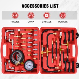 Nilight Fuel Injection Pressure Tester Kit, 0-140 PSI Fuel Pressure Gauge Master Automotive Test Tool for Most Car Truck Motorcycle SUV ATV RV