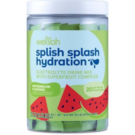 Wellah Splish Splash Hydration (Watermelon Flavor) 20 Stick Packs - Electrolyte Drink Mix with Superfruit Complex