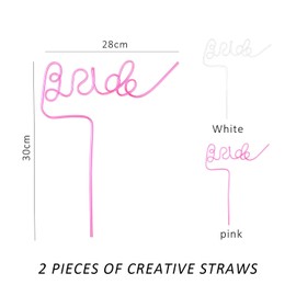 2 Pcs Bridal Straws, Wedding Party Favors, Wedding Decorative Straws, Wedding Drink Straws, Reusable Decorative Straws for Wedding Party Events