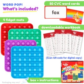 THE FIDGET GAME Word Pop, CVC Words - Learn to Read in Weeks - Multisensory Reading & Phonics Interactive Game Ideal for Pre Kindergarten to 1st Grade (Packaging May Vary)