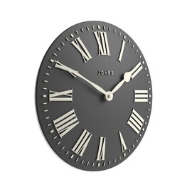 Jones Clocks® Strand wall clock | Modern convex clock | 30cm | Dark grey | Roman numerals | Ideal for the kitchen, living room, office or bedroom
