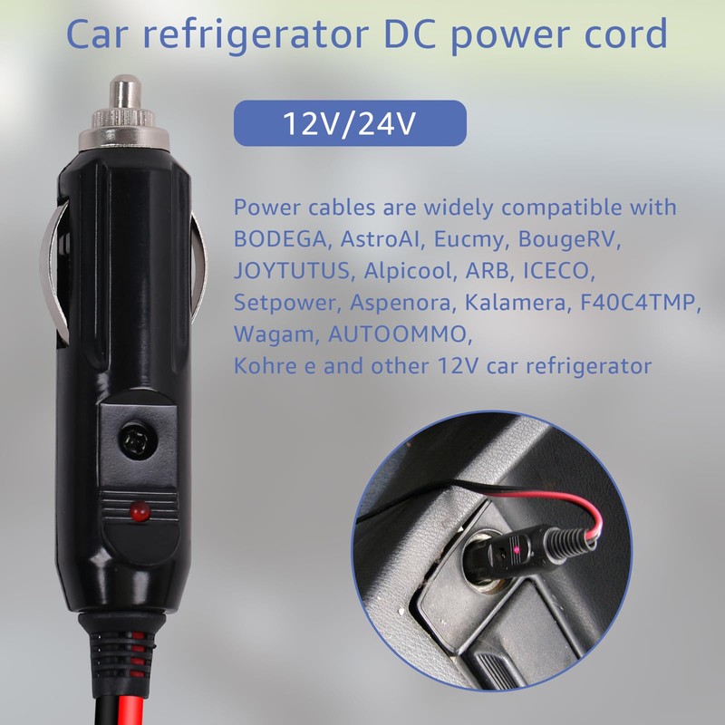 kzfuli 12V/24V Car Refrigerator Power Cord is Compatible with Alpicool,