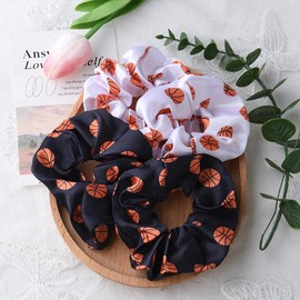 Basketball Hair Scrunchies for Sports Lovers Basketball Hair Accessories for Women Girls Basket Ball Accessories Sports Hair Ties for Girls Women Sport Hairbands Ponytail Holders 4pcs