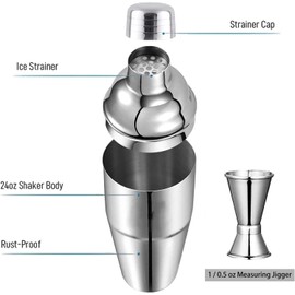 DATOUPINGQI Cocktail Shaker Set, 750 ml Stainless Steel Bar Mixer Tool With Strainer, Bartender Kit for Mixology and Cocktail Making