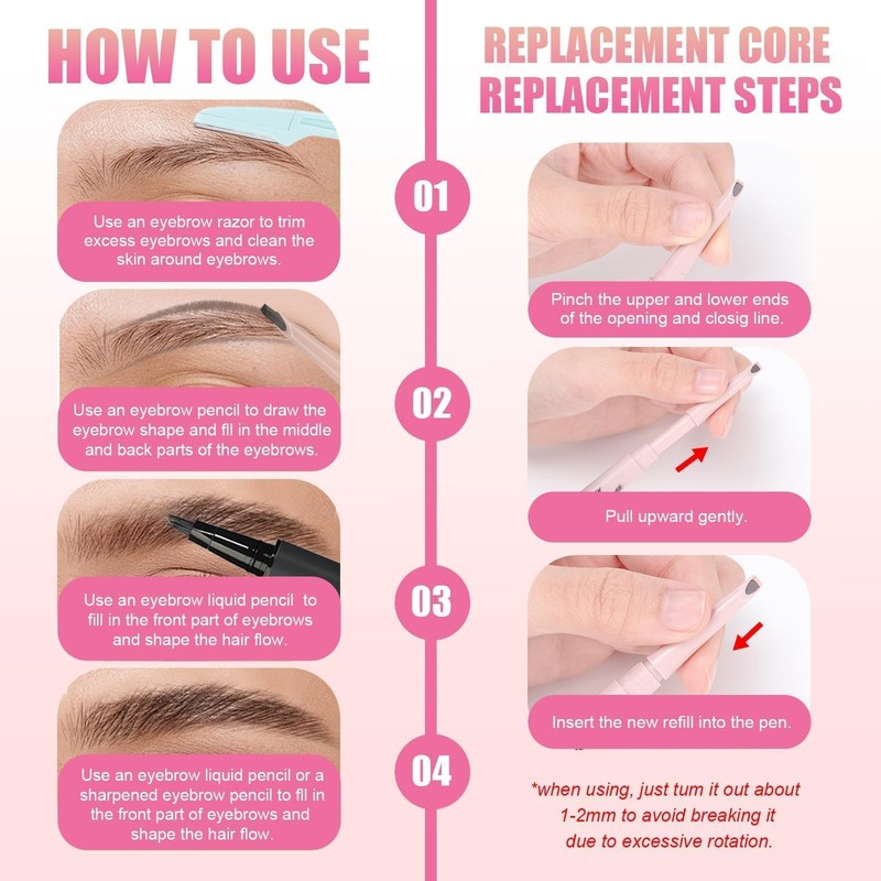 Prreal Microblading Eyebrow Pen Set,2 in 1 Dual Ended Eyebrow