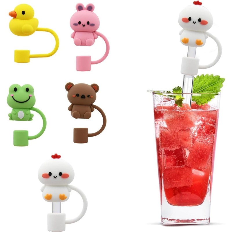 2Pcs Gray Shark Silicone Straw Covers and Caps Compatible with