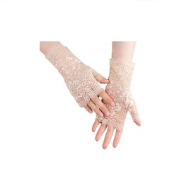 bmactosh Women's Lace Gloves Fingerless Floral Gloves Wedding Party Costume Accessories Light Champagne One Size