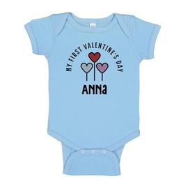 TATY Kids My First Valentine's Day Anna Baby Infant One Piece Bodysuit 6 Months Light Blue