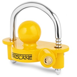 GADLANE Trailer Hitch Lock - Robust Caravan Hitch Lock with 6 Locking Positions for Easy Installation, Made from Heavy Duty Aluminium - Tow Ball Trailer Lock Security Kit - Includes 2 Keys (Yellow)