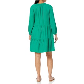 The Drop Women's @Caralynmirand Ruffle-Neck Tiered Mini Dress, Ultramarine Green, S