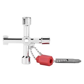 Llave cruzada universal multifuncional de 4 vías Llave de apertura de aleación de zinc Plomeros Electricistas Herramientas Utilidades Llave para gas aguaArmario Eléctrico