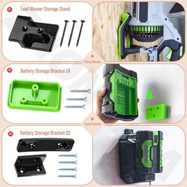 ZHONGXIA Charger Holders & Battery Holders & Leaf Blower Wall Mount Kit Compatible With EGO 615 530 650 CFM and LB5300 Leaf Blower, Battery Holders For 54V Batteries