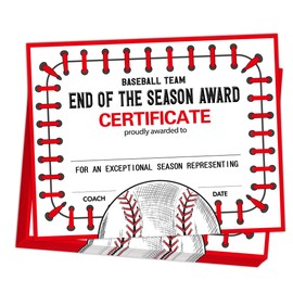 25 PCS Baseball Awards End of Season Baseball Team Certificate of Participation Sports Certificate of Achievement Appreciation for Boys Girls Students Teachers Employees Players,8x10 Inch