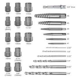 EWK 26 Pcs Screw & Bolt Extractor Set with Twist Drill Bit, Spiral Screw Extractor, Bolt Extractor Socket for Stripped, Broken, Rust Bolts & Screws