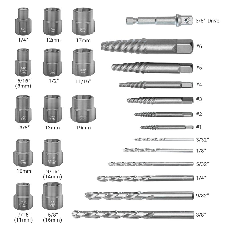 EWK 26 Pcs Screw & Bolt Extractor Set with Twist