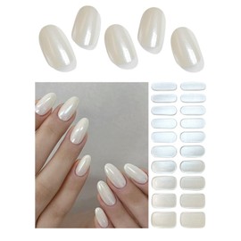 UV Gel Nagelfolie, 20 pcs Perlweiß Nagelfolien Selbstklebend für Nagel DIY zu Hause