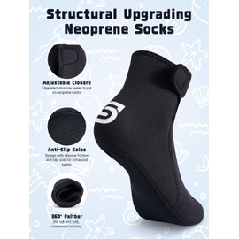 Summshall Kids Neoprene Socks 3mm Water Socks Sand Socks Anti-slip Swimming Socks Keep Warm Wetsuit Socks for Water Sport