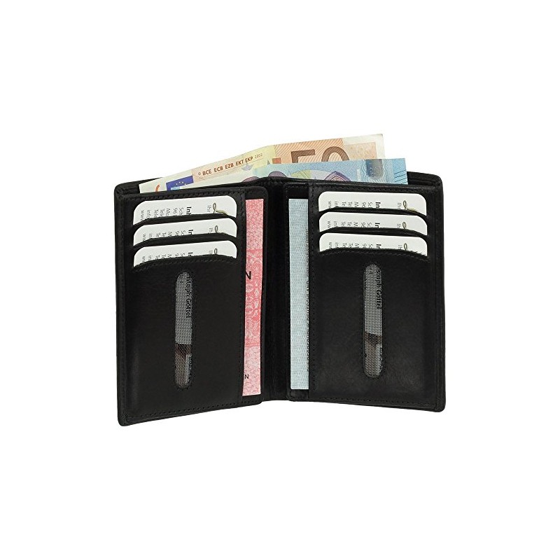Leather ID Card Holder with Note Compartment, Black, Brown, Natural,