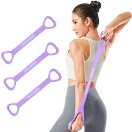 HOUSHOPE Figure 8 Fitness Resistance Band 3 Pack, Figure 8 Exercise Bands for Women Men, Arm, Shoulder, Back Stretching Exercise Strap, Suitable for Yoga Pilates Stretching, Home Gym Exercises