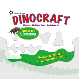 PAPER-CAPERS DINOCRAFT 01 : Triceratops | 3D Dinosaur Paper Skeleton Sculpture DIY Kit | Craft & Learn with 3D Animation | No Glue Needed | Ages 7+ | STEM Craft Toy