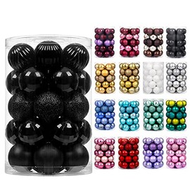 XmasExp 34ct Christmas Ball Ornaments Shatterproof Xmas Tree Hanging Balls Decorations Perfect for Holiday Wedding Christmas Decor(1.57", Black)