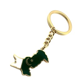 SNS Components Pakistan Pakistani Asia Asian Gold Country Flag Key Ring Chain Metal Enamel Keyring
