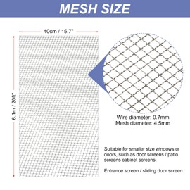PATIKIL Stainless Steel Woven Wire Mesh -5 Mesh 304 Metal Screen Mesh Roll, Durable Wire Mesh Window Screen Mesh, Suitable for Safety Net, Filter Net, Construction Net (15.7inch x 20 Ft)