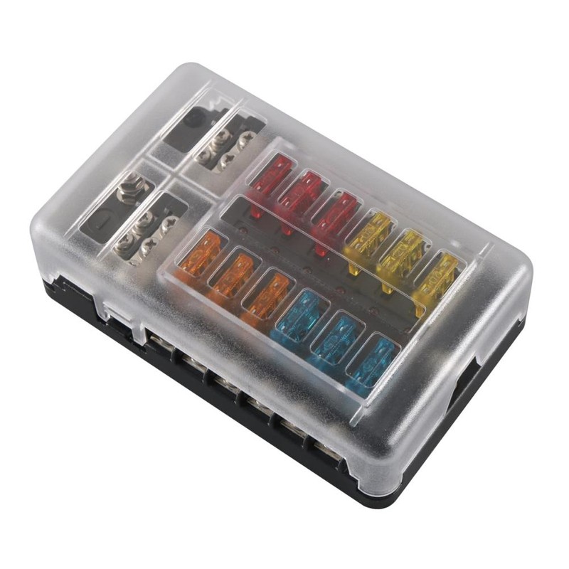 12 Way Fuse Box with Negative Terminals and Fuse Wire