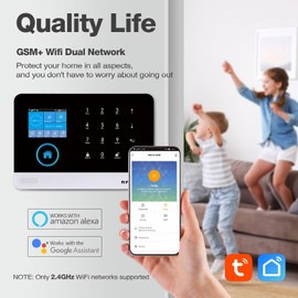 PGST Home Alarm System, 4G GSM/WiFi Smart Alarm System with for Home Security, Real Time App Push, Can Be Extended, Works with Alexa, for Door Window, Motorhome, Home, Garage