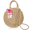 QTKJ Colorful Bohemian Pompom Tassel Keychain Handbags Straw Bag Charms