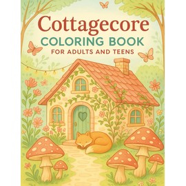 Cottagecore Coloring Book for Adults and Teens: Relaxing Coloring Pages Featuring Forest Animals, Mushrooms, Cottages, and Vintage Botanical Art for Stress Relief and Creativity