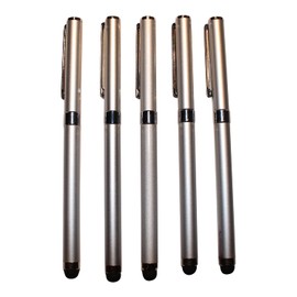 Dealbude24 5 x Silver 2-in-1 Touch Display Ballpoint Pen Stylus Pen Slim Pen