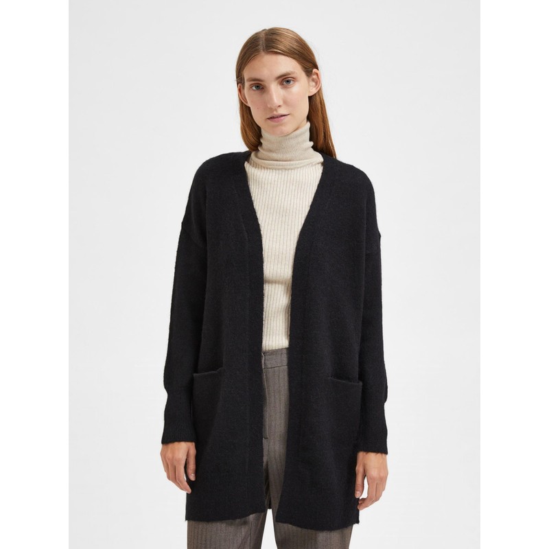 SELECTED FEMME Female Cardigan Long, black