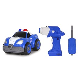 Police Car First RC Kit 22 Pieces with Cordless Screwdriver - from 3 Years, Slip Clutch, Interchangeable Insert, Robust Plastic, Rubber Tyres, Promotes Fine Motor Skills and Technical Understanding